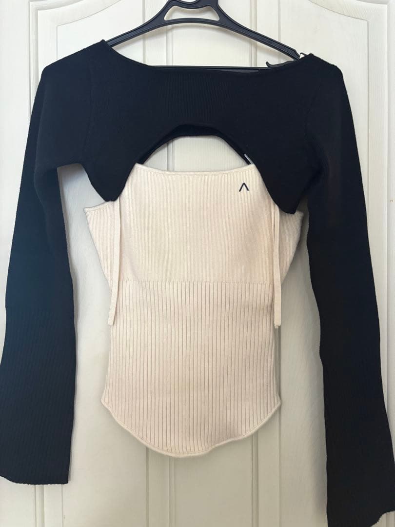 トップス andmary Bebe ribbon set tops black