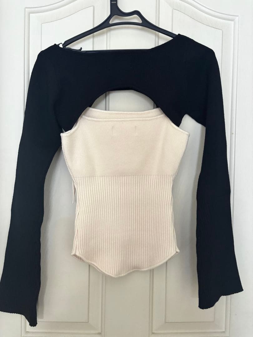 トップス andmary Bebe ribbon set tops black