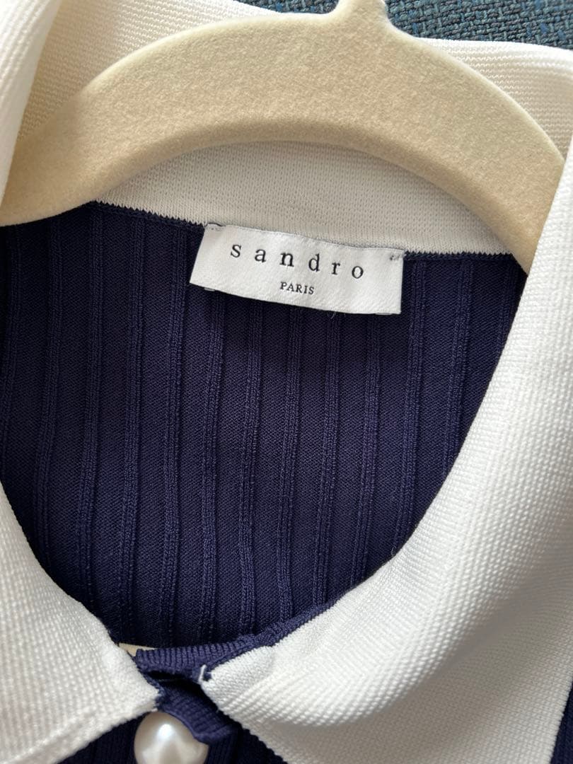 sandoroワンピース 長袖 ネイビー