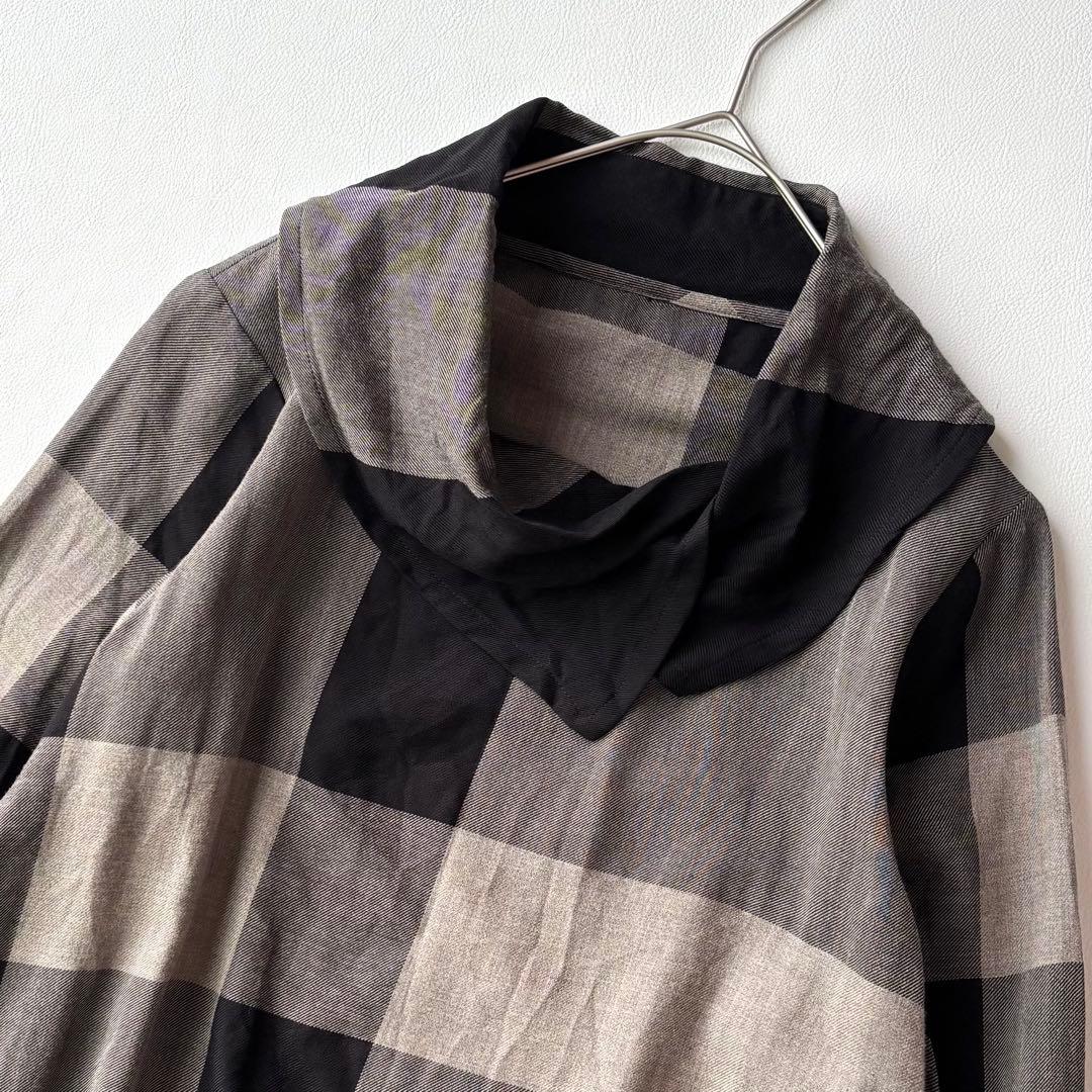 センソユニコ　芽風　コットンビエラチェック チュニック　アシメ　2024年