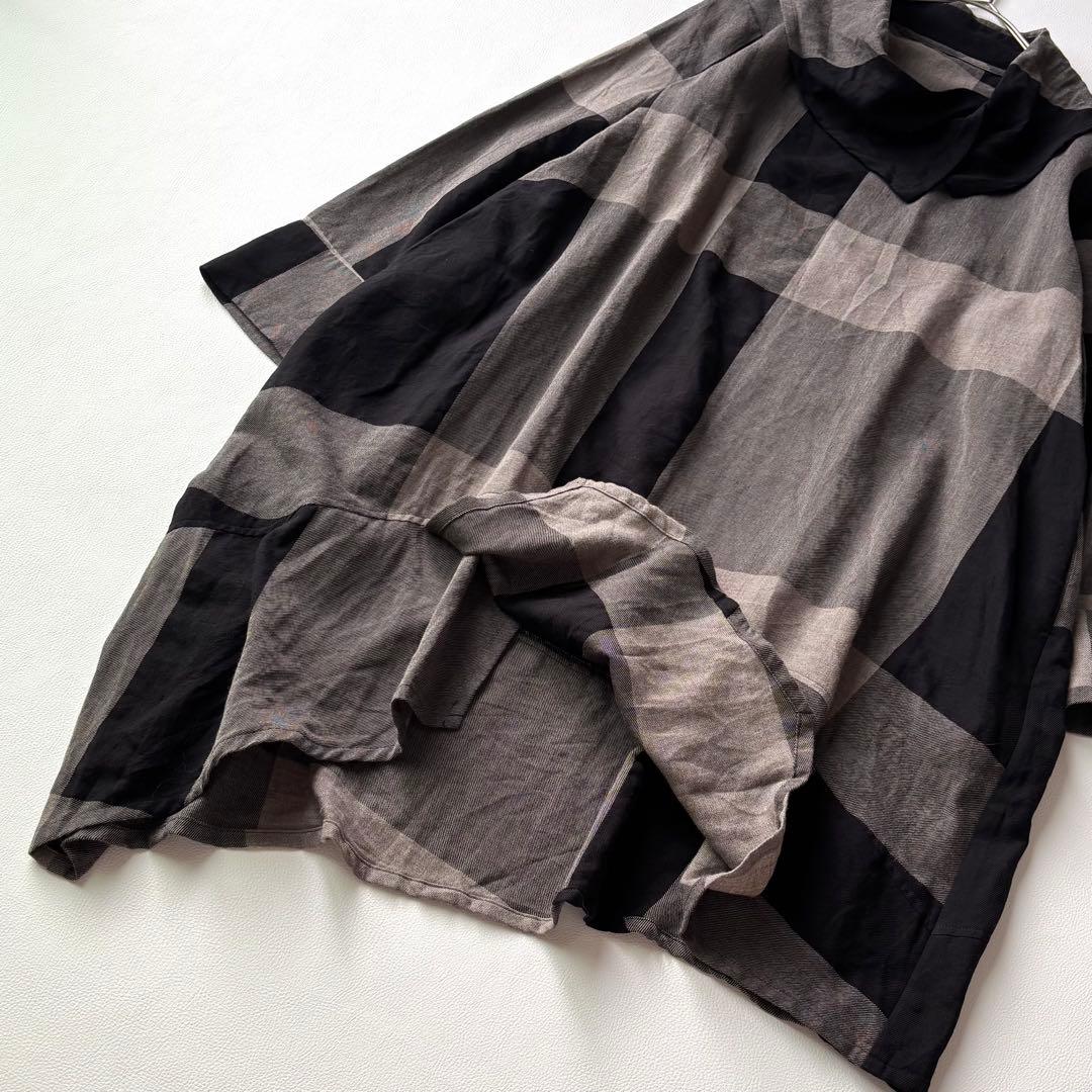 センソユニコ　芽風　コットンビエラチェック チュニック　アシメ　2024年
