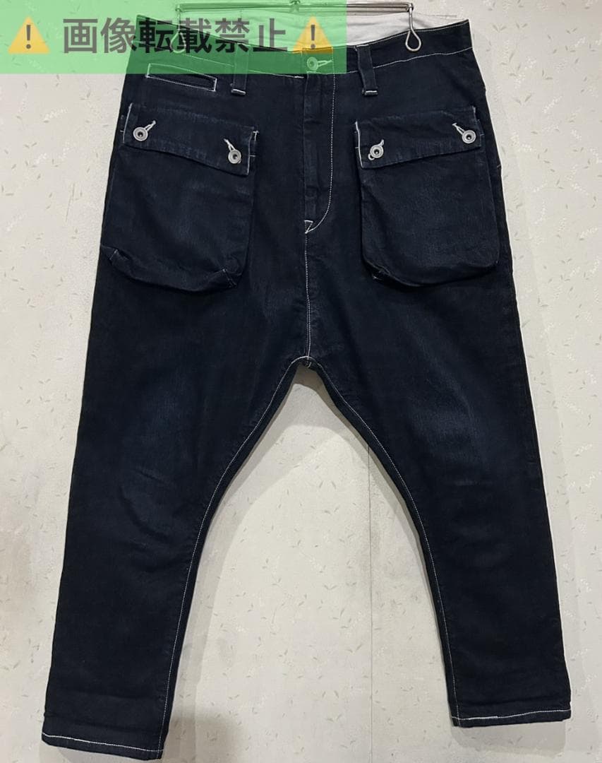 ＊ネイタルデザイン G55 濃紺 フラップ サルエル デニムパンツ W32