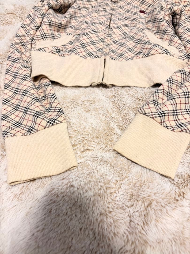 希少！バーバリーブルーレーベル　ノバチェック フード ジップパーカー　38