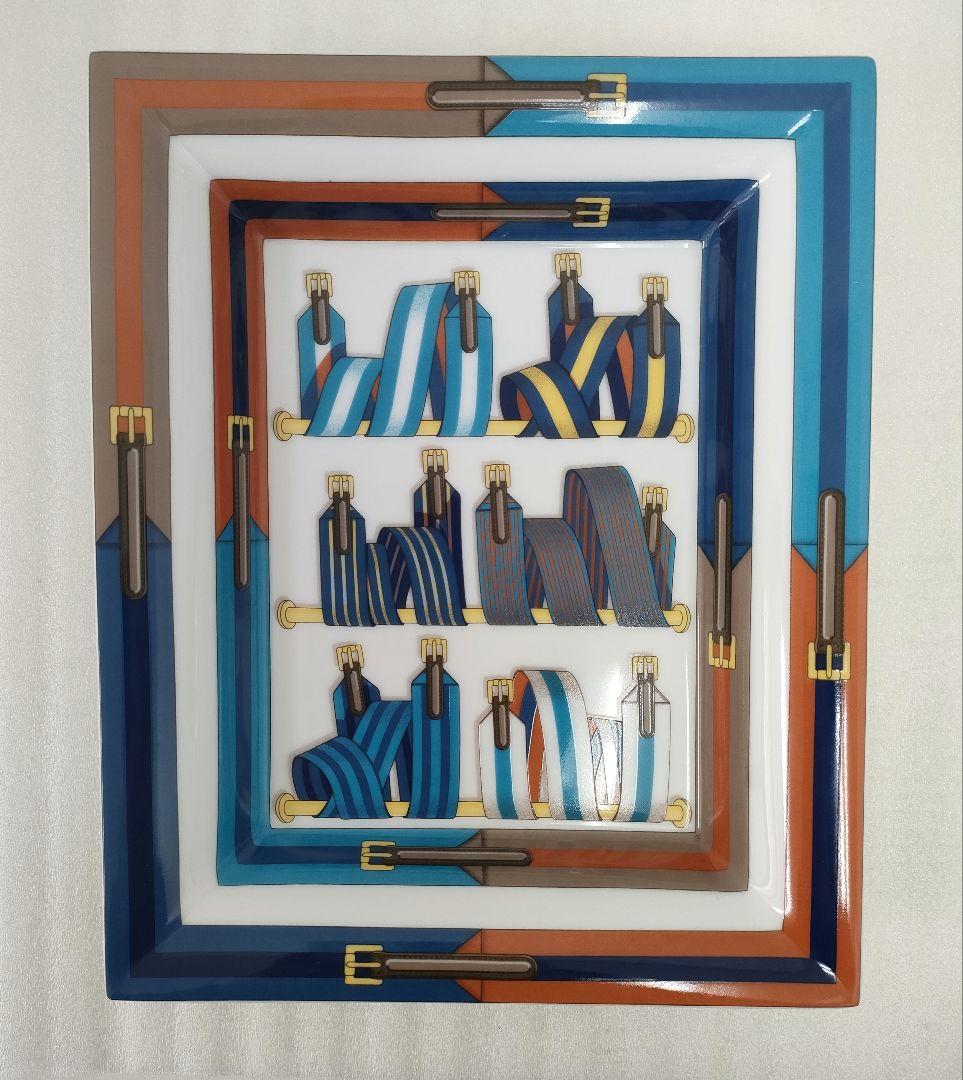 c*k様 HERMES エルメス スクエア プレート バンドリエール柄 陶器トレ