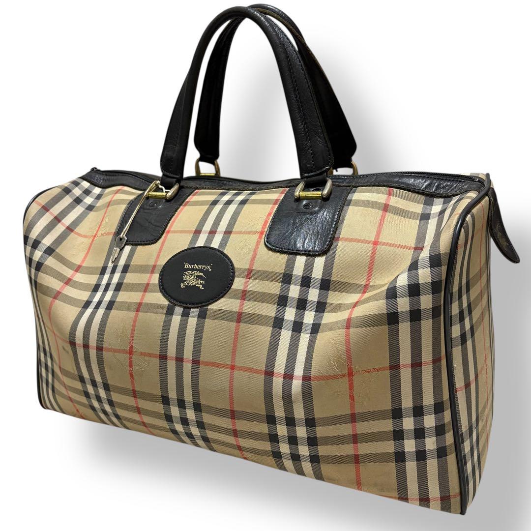 バーバリー　ボストンバッグ 大容量 ノバチェック　シャドーホース