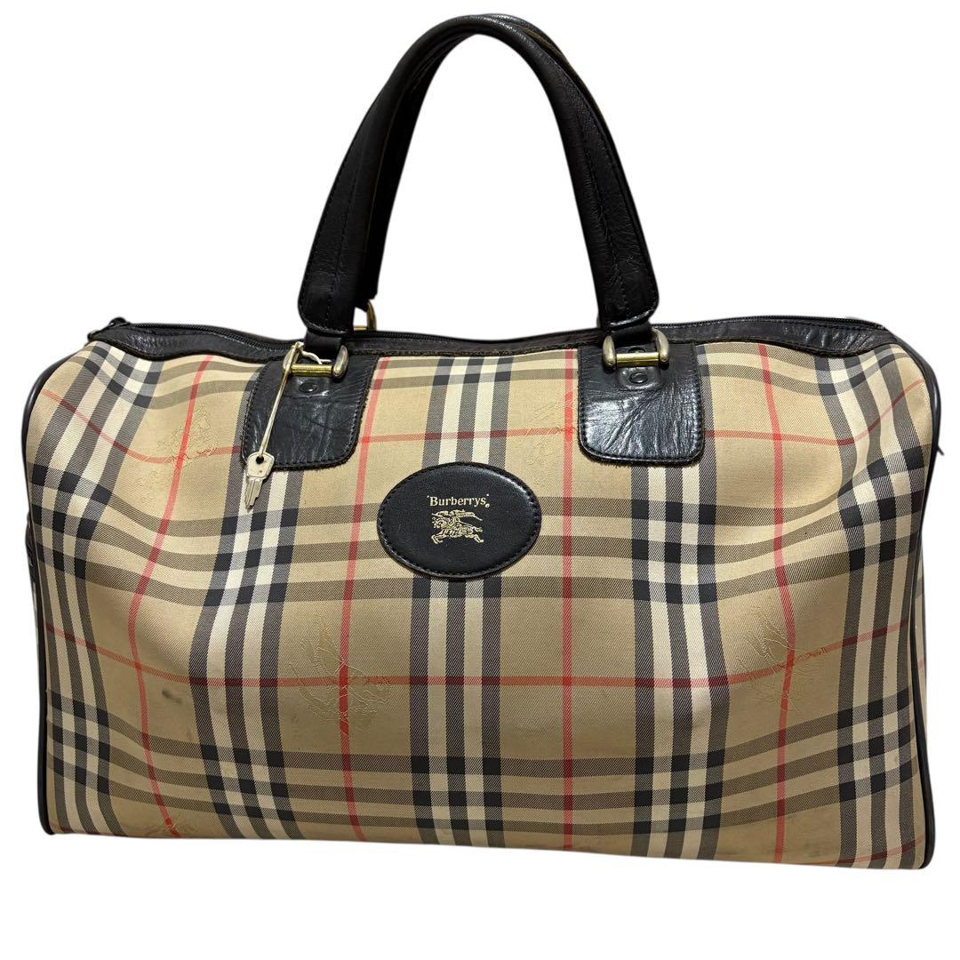 バーバリー　ボストンバッグ 大容量 ノバチェック　シャドーホース