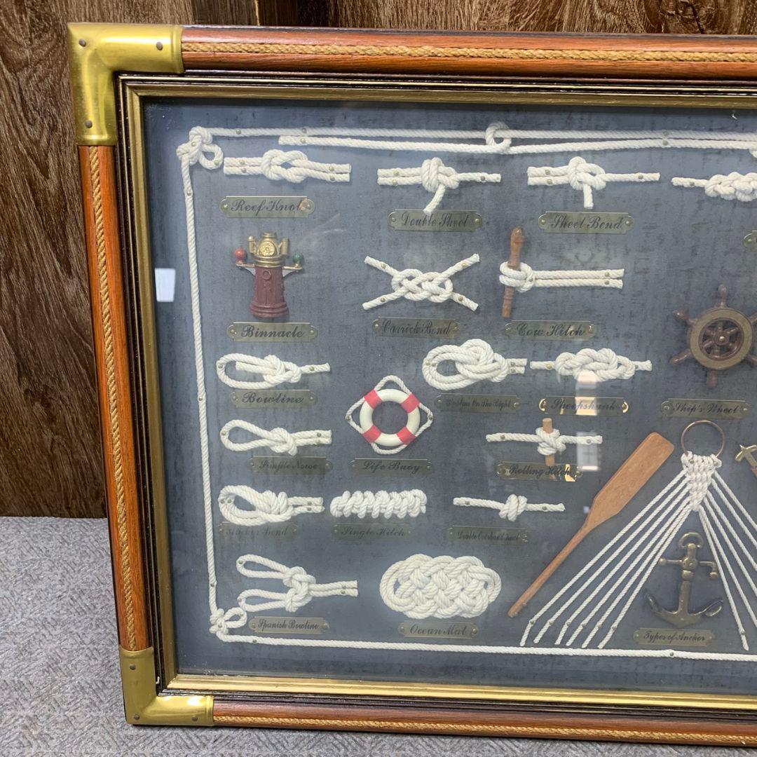 J592 ヨット ロープワーク レリーフ ロープノット額 ロープ結び インテリア
