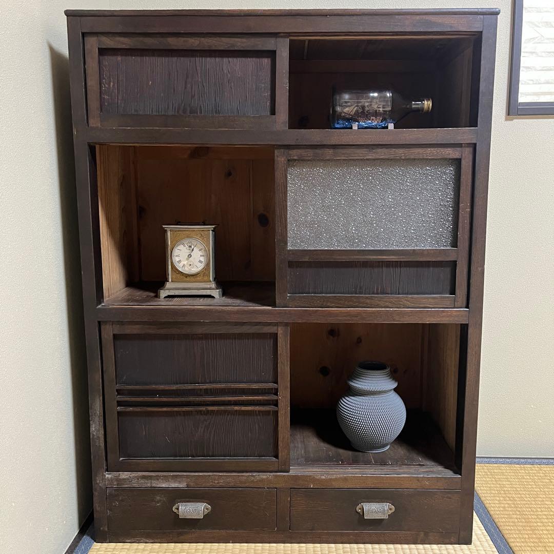 和箪笥 大正 アンティーク タンス 収納 本棚 インテリア