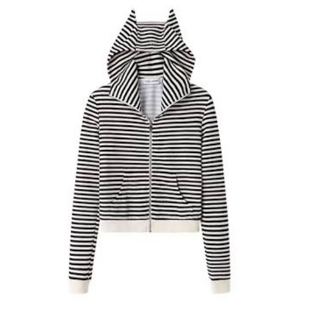 1jinnstudio ストライプ 猫 パーカー
