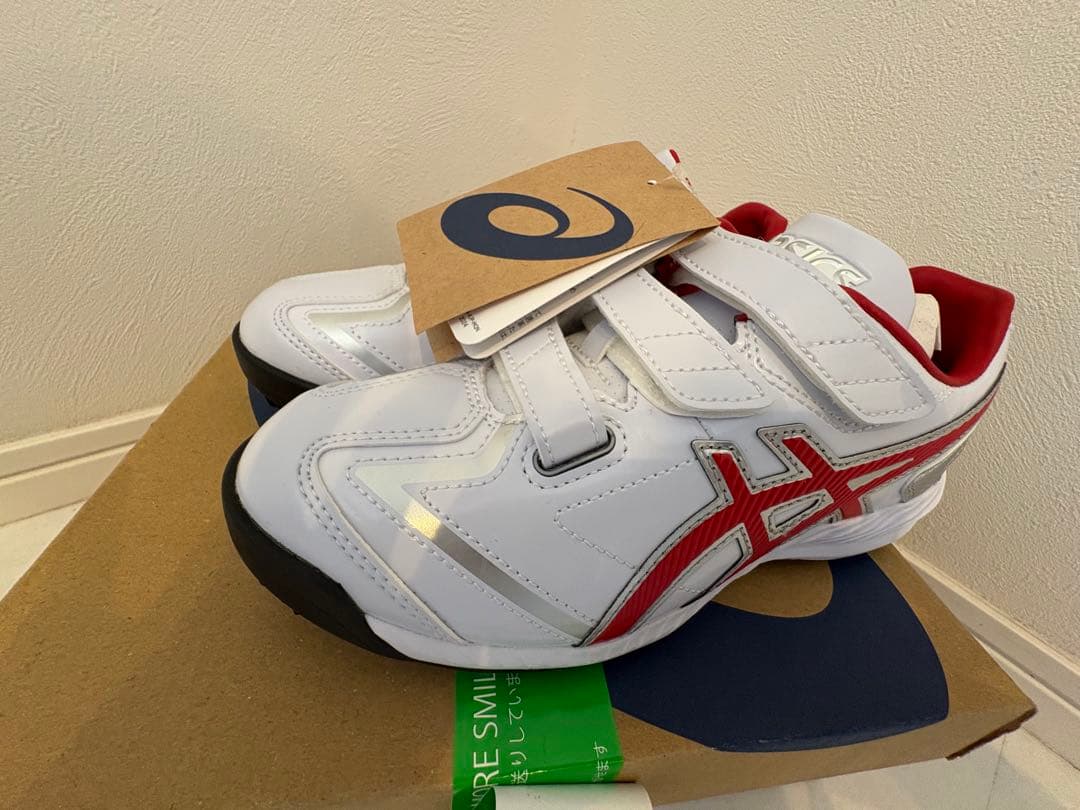 asics スパイクシューズ &アップシューズセット ホワイト/レッド