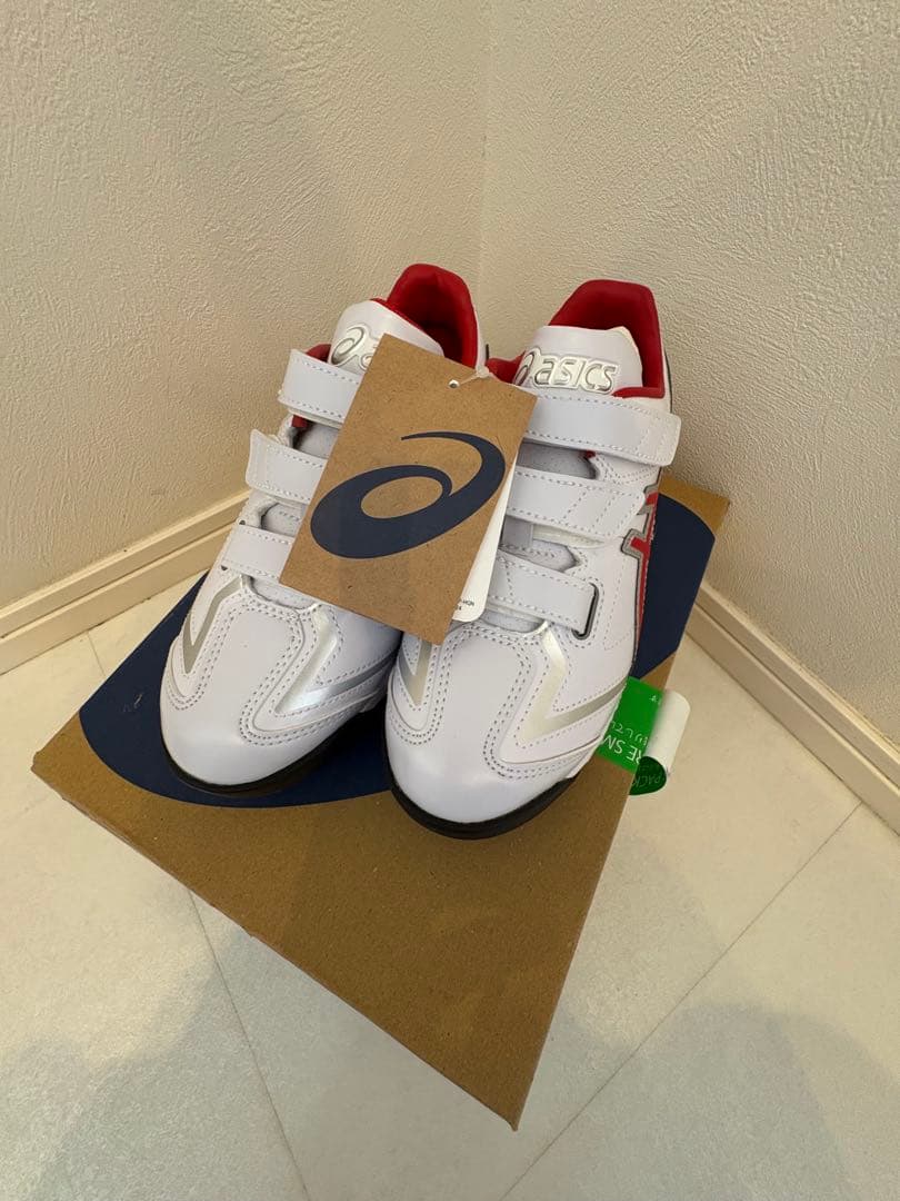 asics スパイクシューズ &アップシューズセット ホワイト/レッド