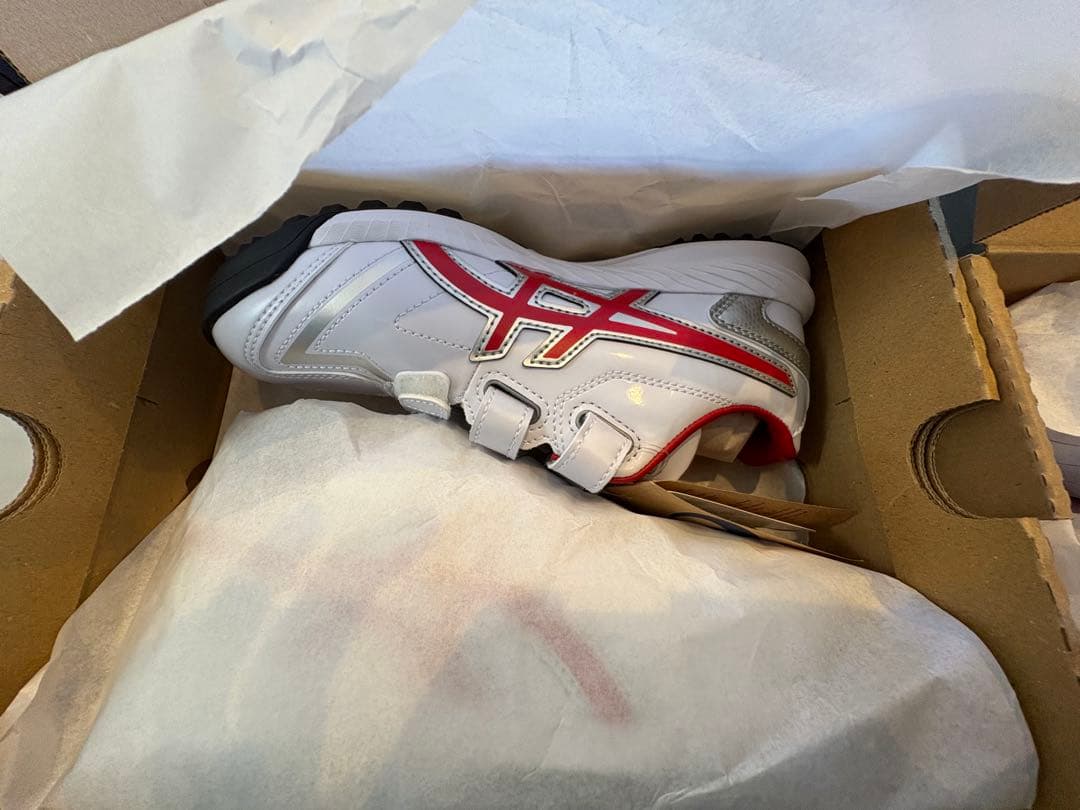 asics スパイクシューズ &アップシューズセット ホワイト/レッド