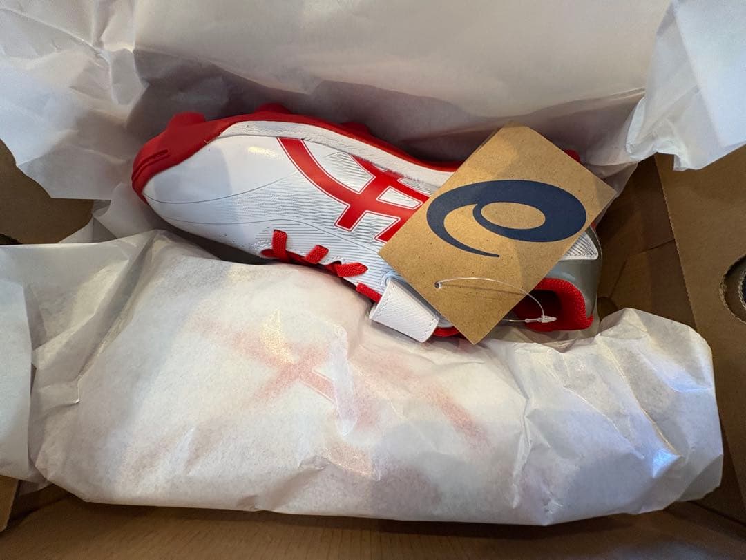 asics スパイクシューズ &アップシューズセット ホワイト/レッド