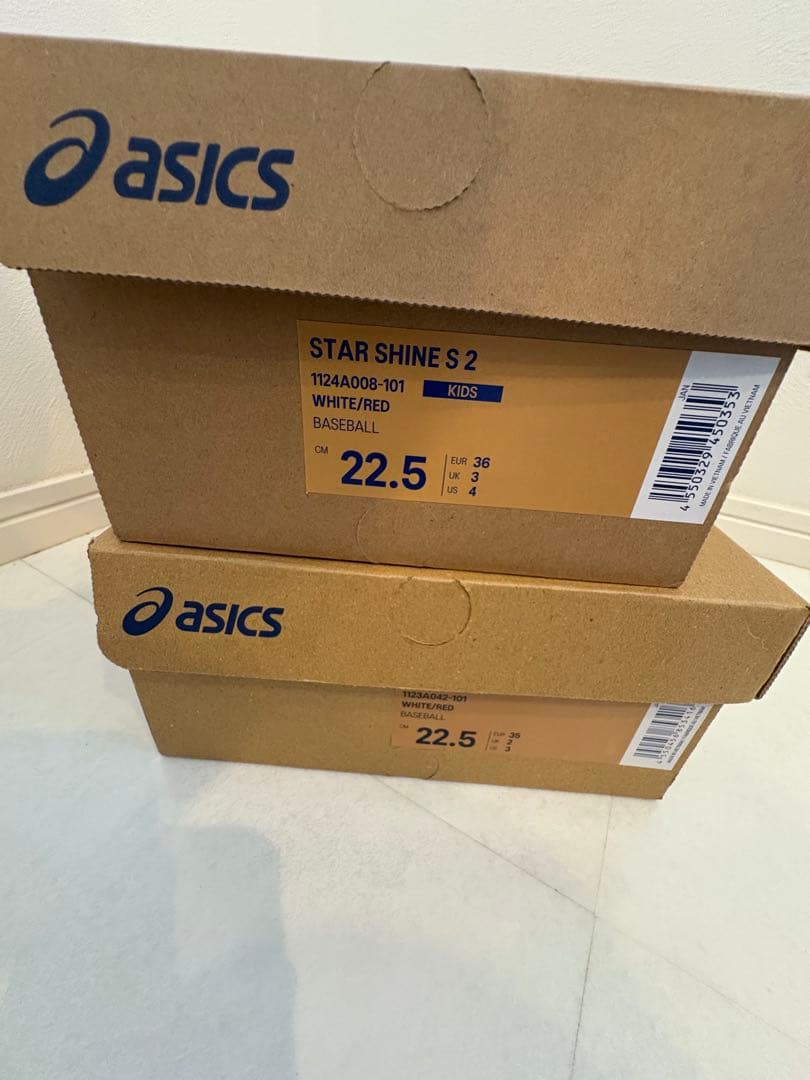 asics スパイクシューズ &アップシューズセット ホワイト/レッド