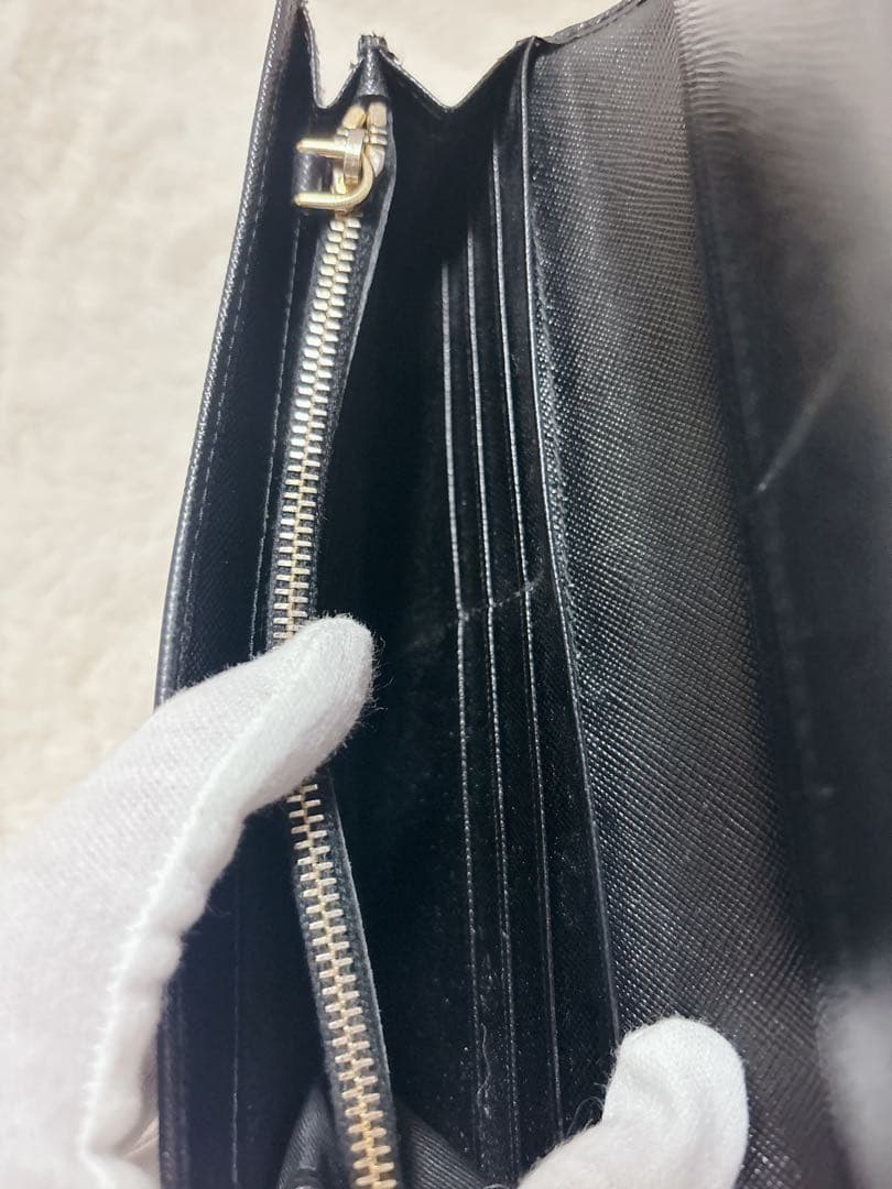 極美品✨PRADAサフィアーノ 長財布 1MH132 ブラック トライアングル