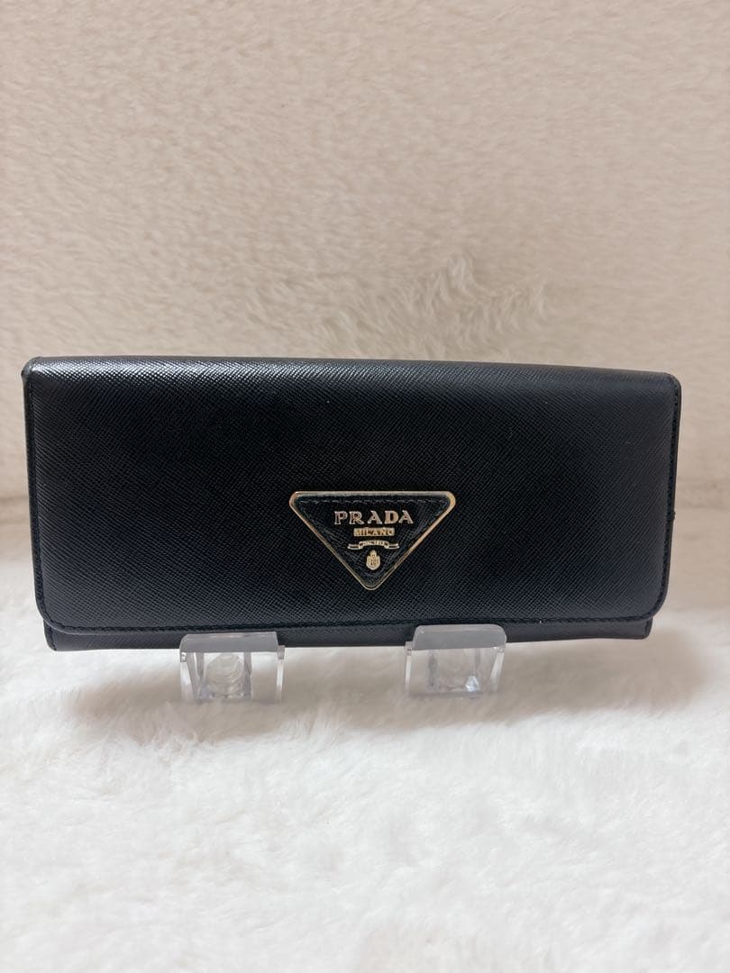 極美品✨PRADAサフィアーノ 長財布 1MH132 ブラック トライアングル