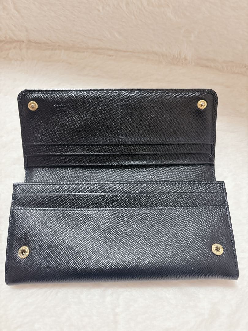 極美品✨PRADAサフィアーノ 長財布 1MH132 ブラック トライアングル