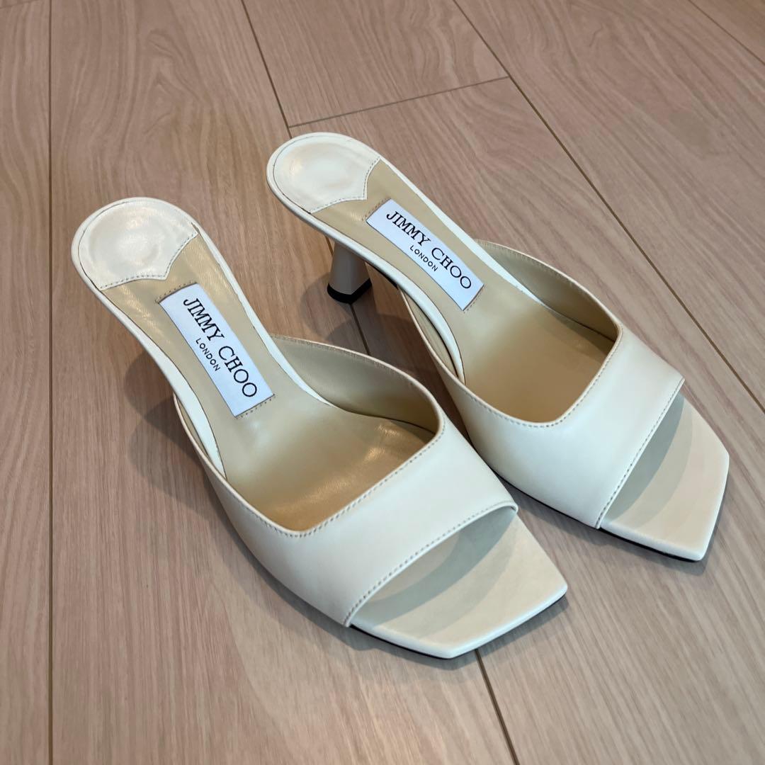 JIMMY CHOO ホワイト ミュール 約6cmヒール