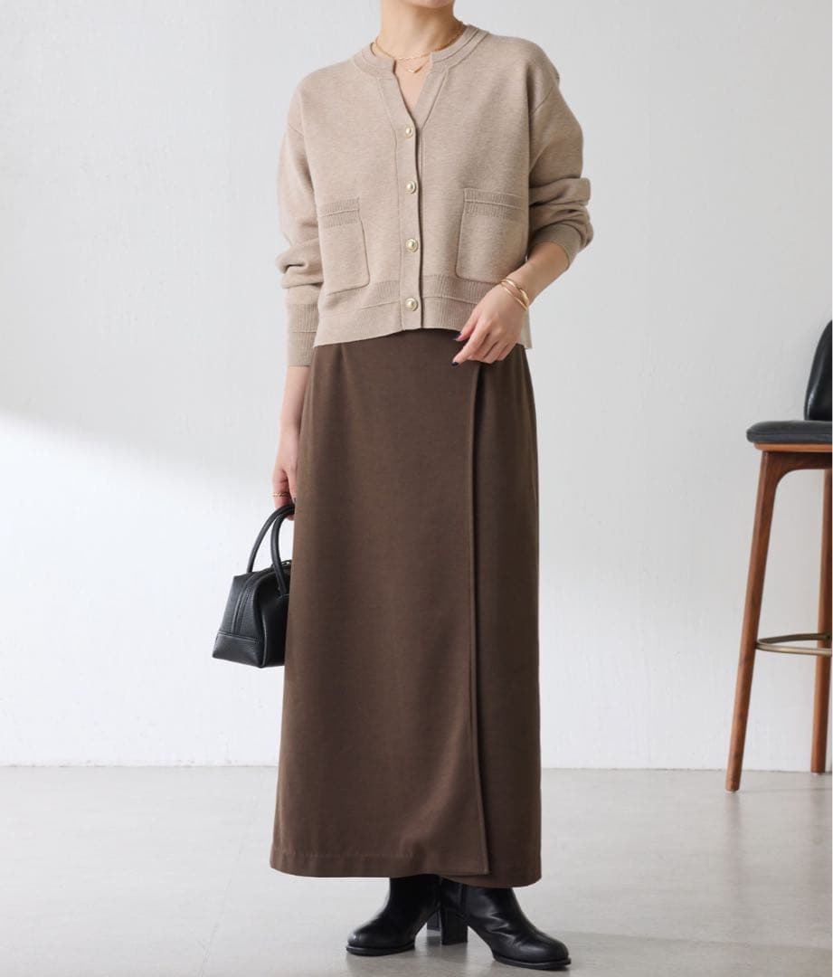 スウェットライク　スキッパーカーディガン