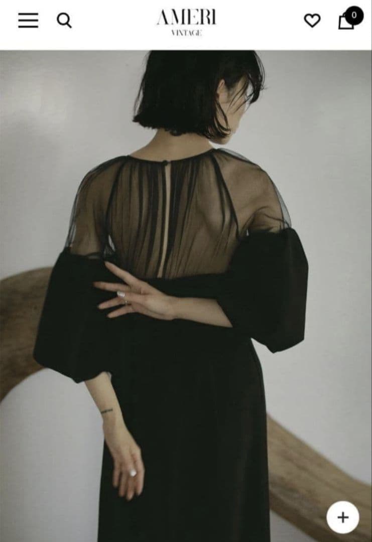 Ameri　SOUFFLE SLEEVE VELOUR DRESS