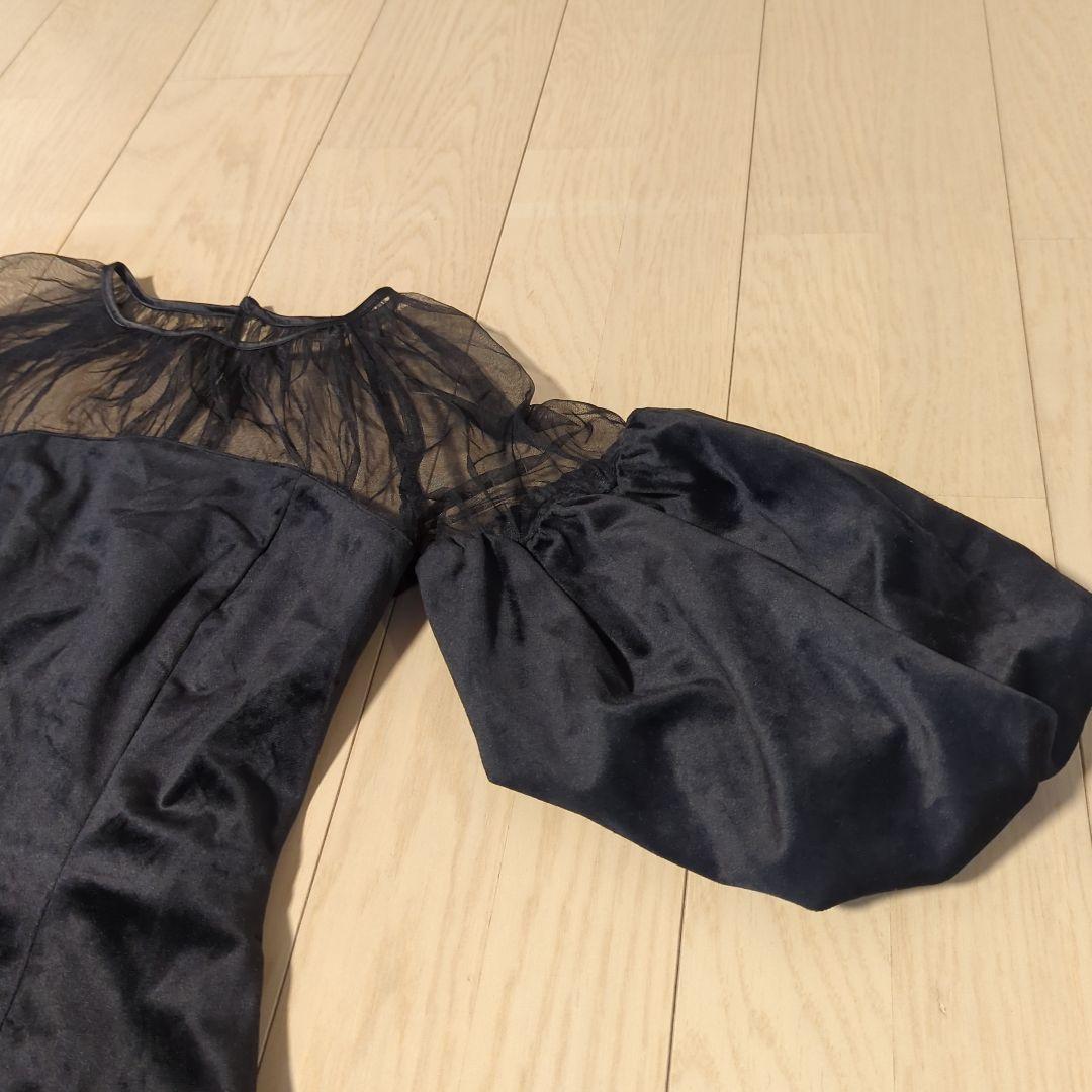 Ameri　SOUFFLE SLEEVE VELOUR DRESS