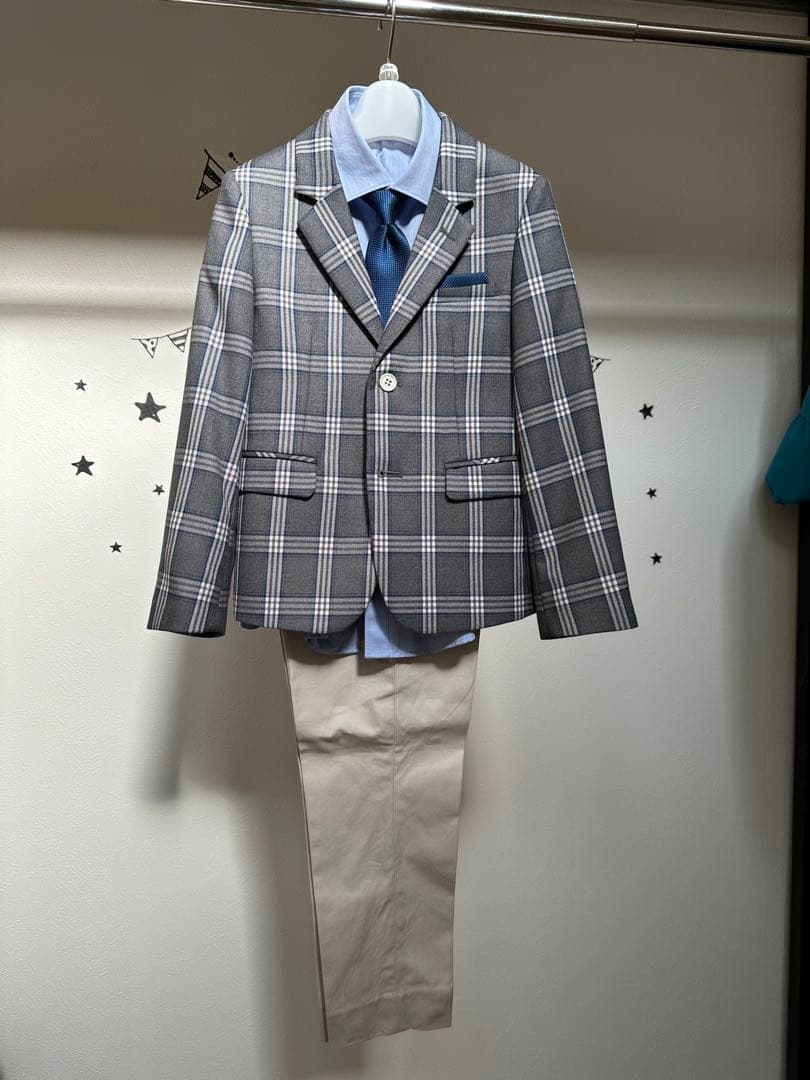 【値下げ！】CHOPIN★ショパン　スーツセット グレー×ブルーチェック 130