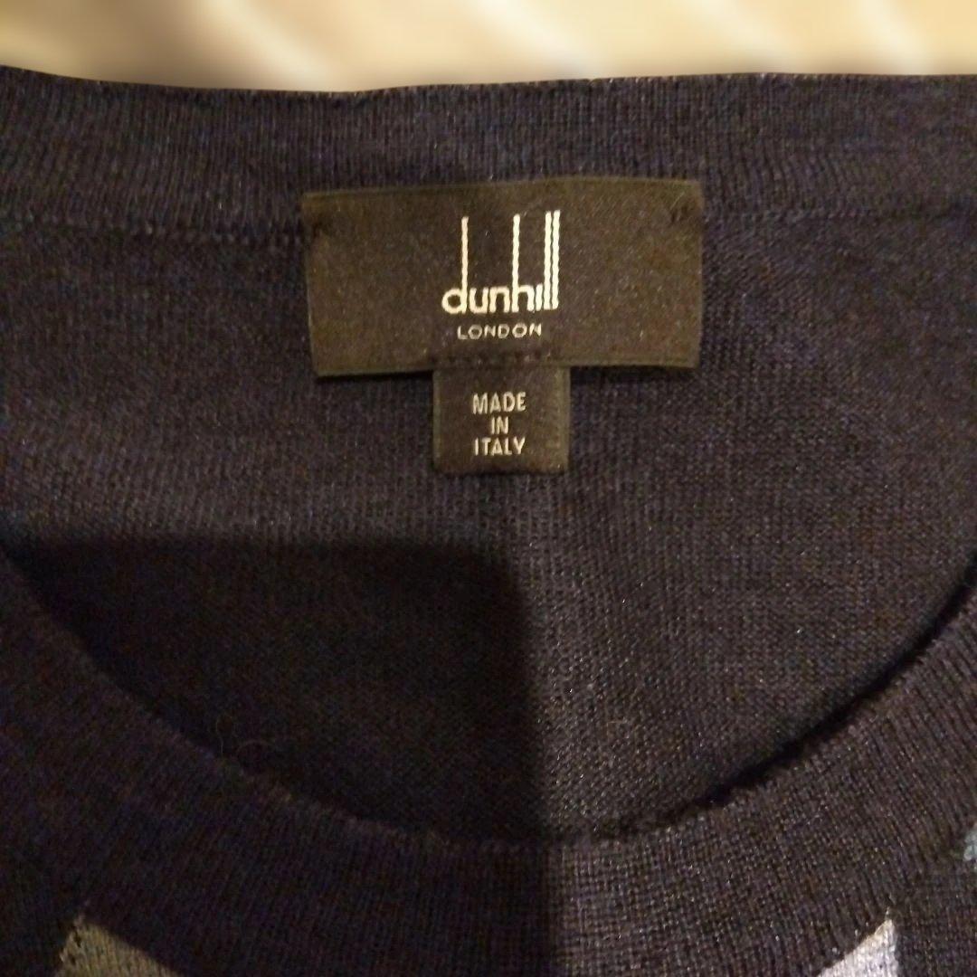 ダンヒル ウール×シルク 薄手セーター イタリア製 L メンズ ネイビー
