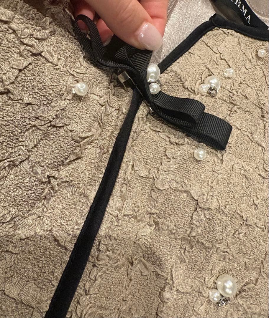 【ほぼ新品】2025秋冬最新モデルパール×ビジュータイトミニドレスクリーニング済