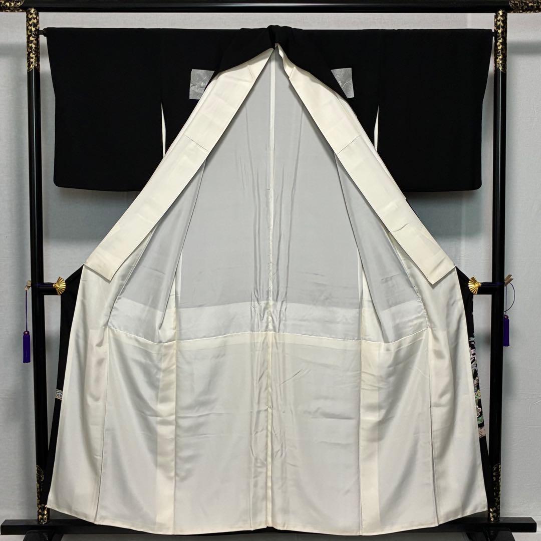 D96黒留袖 本加賀友禅 魚津誠 落款 正絹 着物 袷 しつけ糸付き未使用極美品