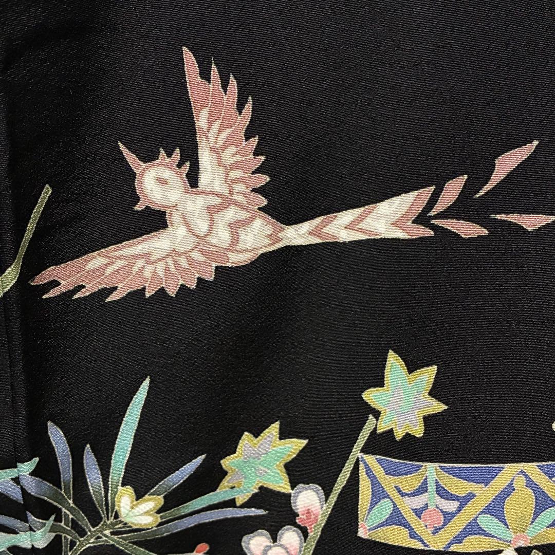 D96黒留袖 本加賀友禅 魚津誠 落款 正絹 着物 袷 しつけ糸付き未使用極美品