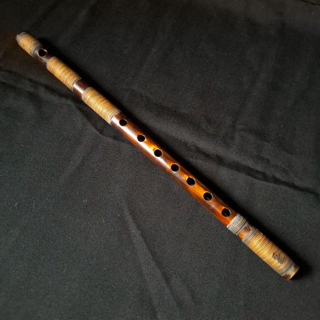 篠笛　古典調　7穴　5本調子　燻風仕上げ　天地胴藤巻き　超鐵仕様