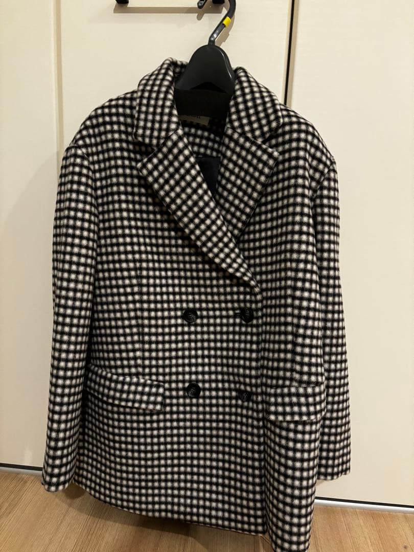 スナイデル　チェック柄 ダブルブレスト ウールコート