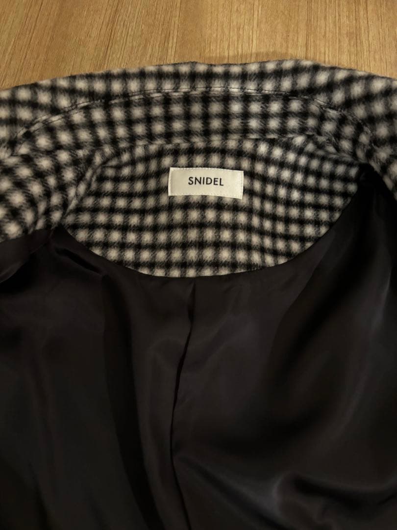スナイデル　チェック柄 ダブルブレスト ウールコート