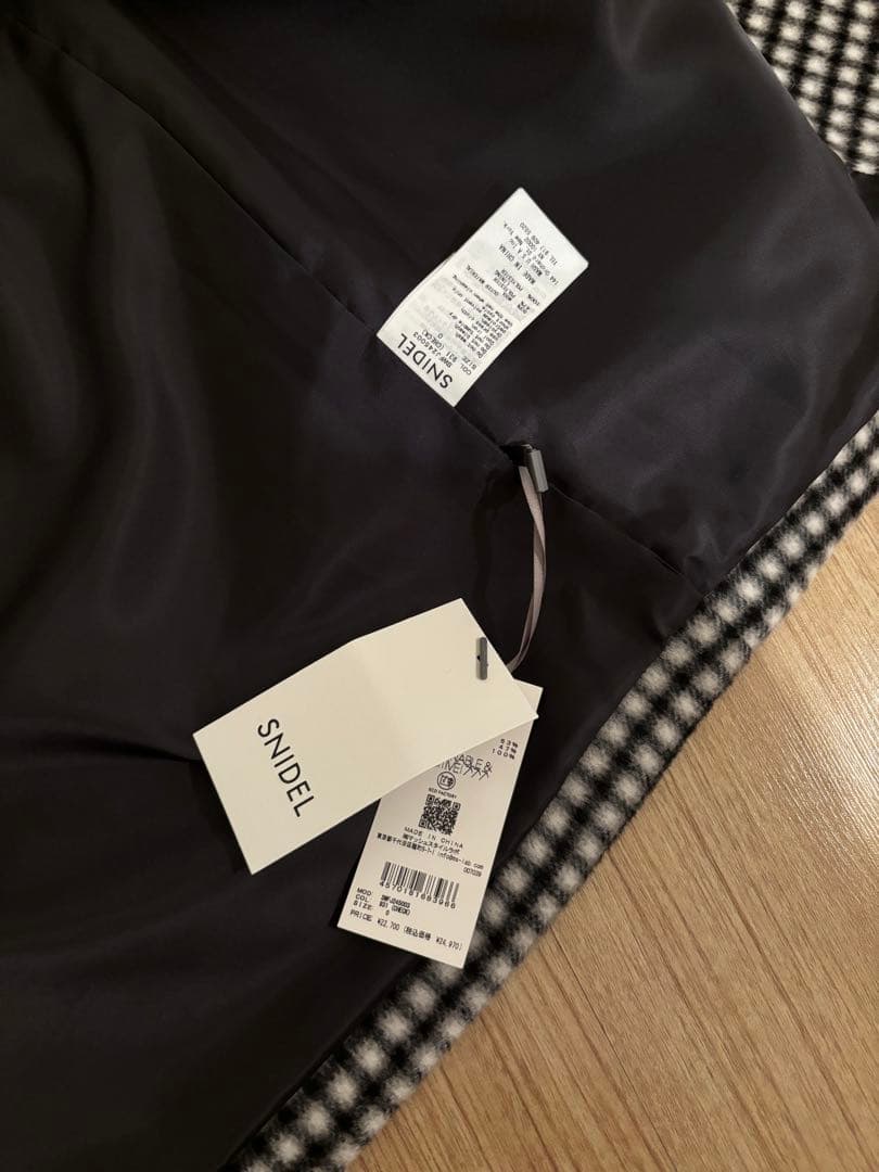 スナイデル　チェック柄 ダブルブレスト ウールコート