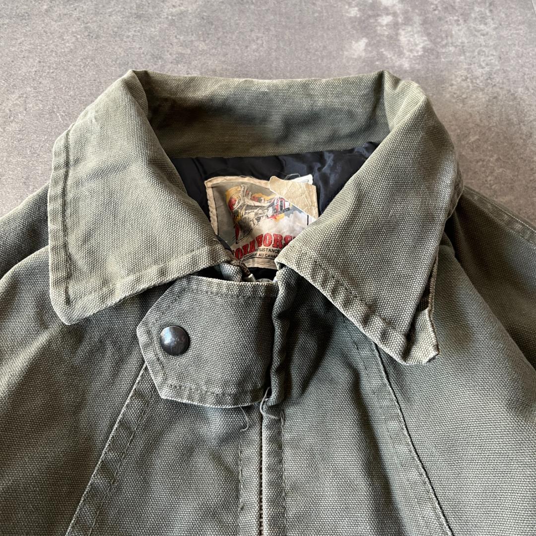 80s WORK HORSE ダックジャケット キルティング 緑 XL A677