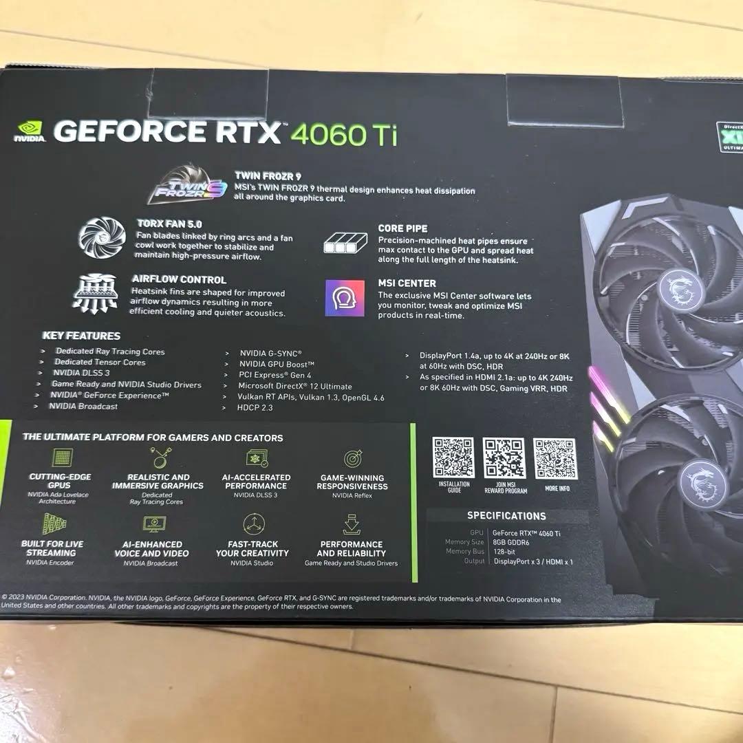 グラフィックボード・グラボ・ビデオカード MSI GEFORCE RTX 4060 Ti 8GB