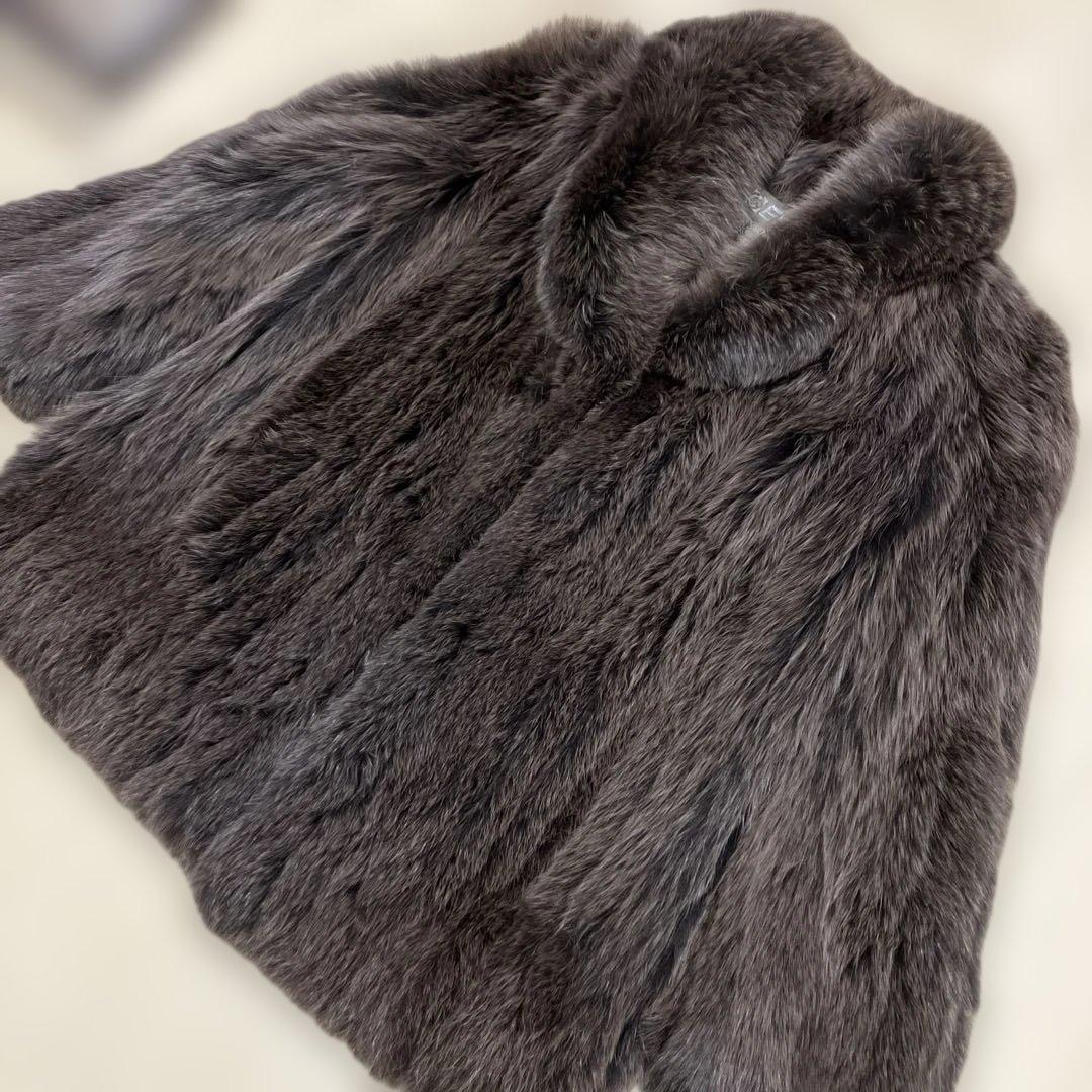 エンバ　フォックス ファーコート 毛皮 サイズM〜L 狐　ブルーフォックス