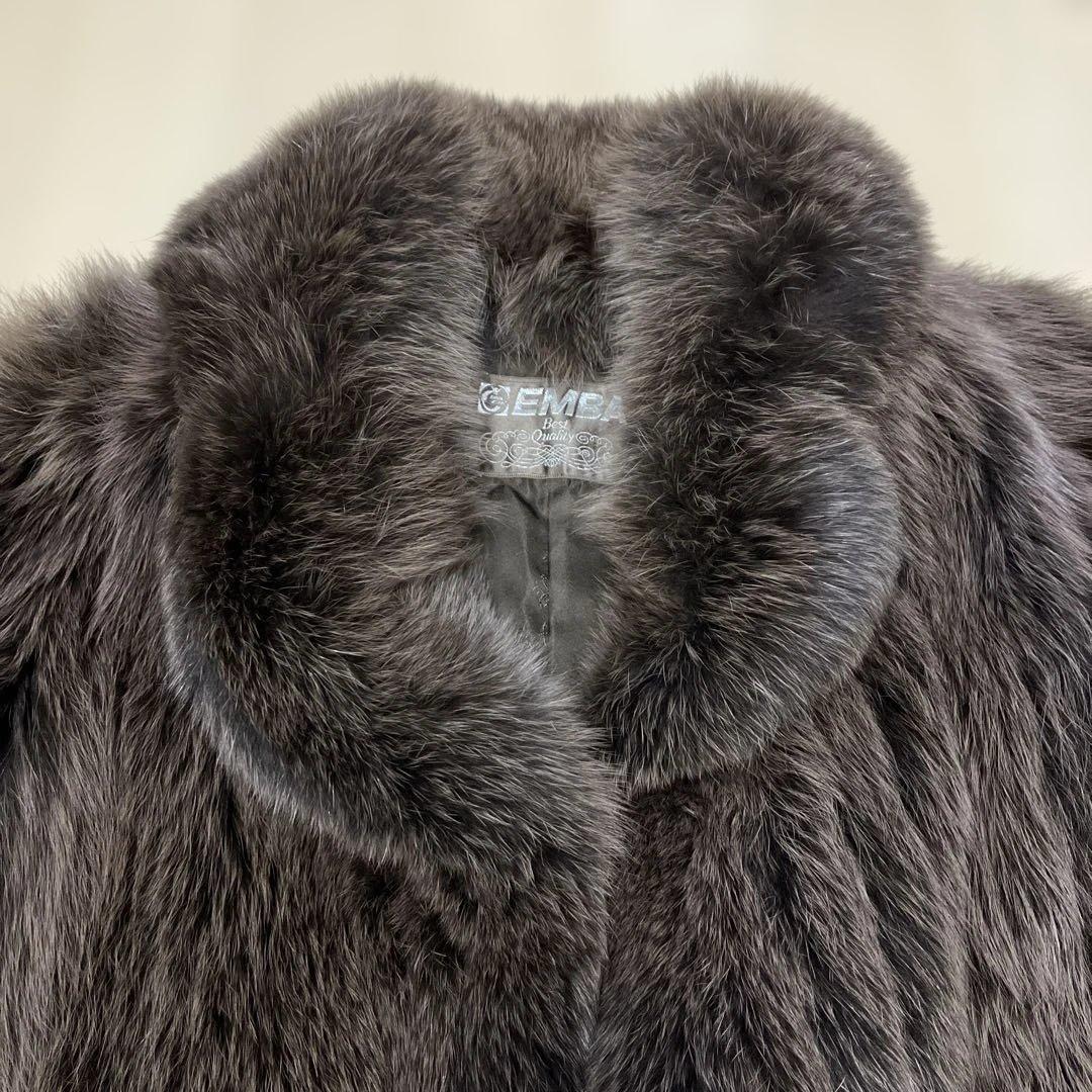 エンバ　フォックス ファーコート 毛皮 サイズM〜L 狐　ブルーフォックス