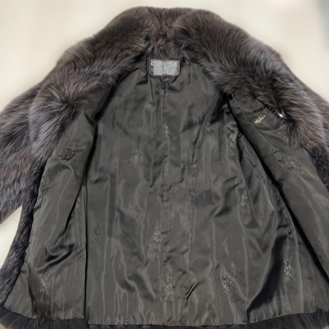 エンバ　フォックス ファーコート 毛皮 サイズM〜L 狐　ブルーフォックス