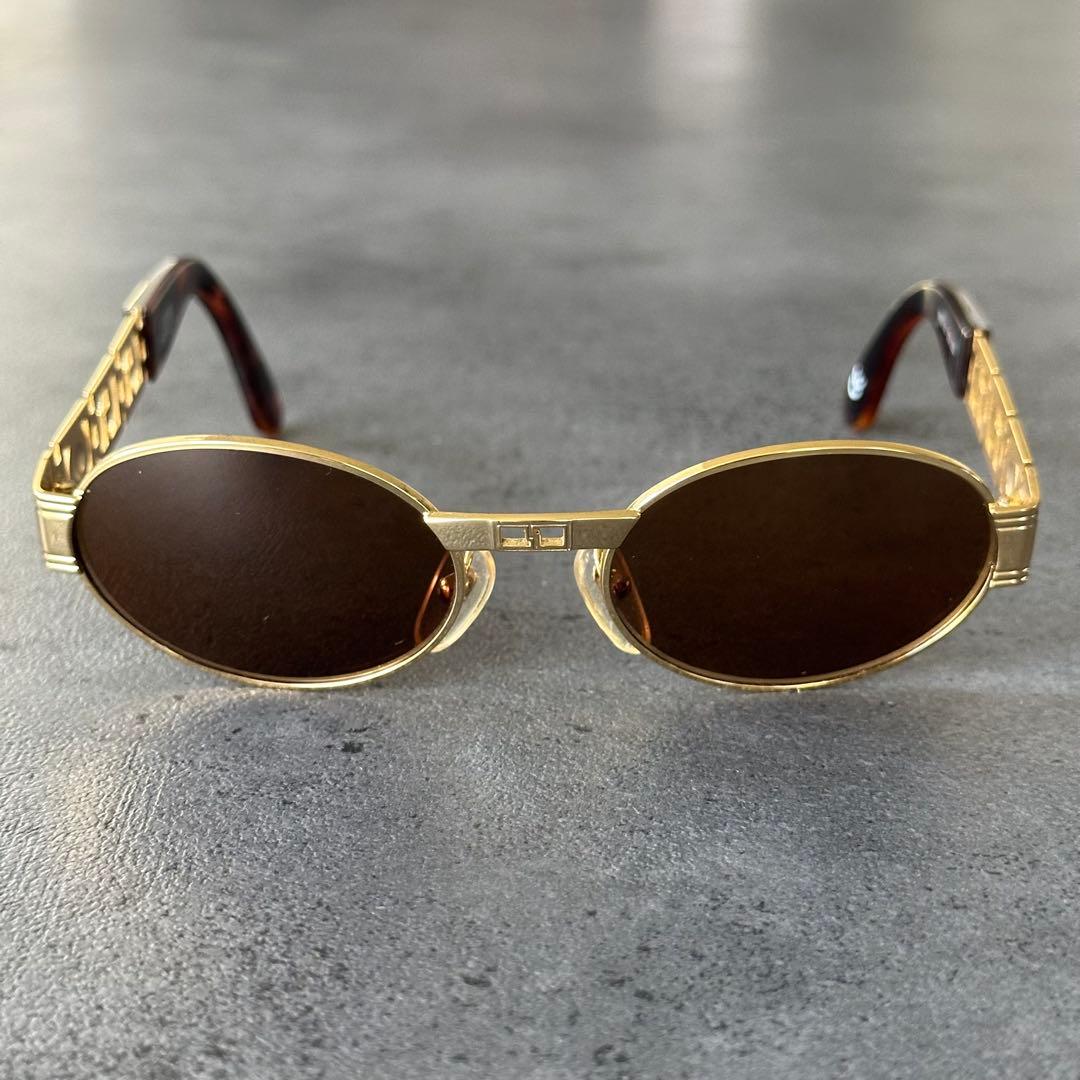 VERSACE メデューサ 鼈甲 金縁 フルリム オーバル サングラス①