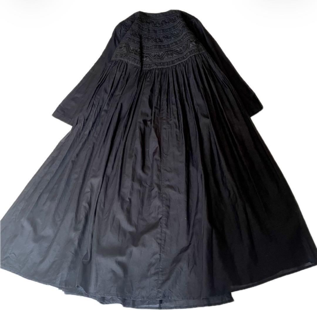 極美品❤️ yuni ユニ 刺繍 カシュクール フレア マキシワンピース 黒