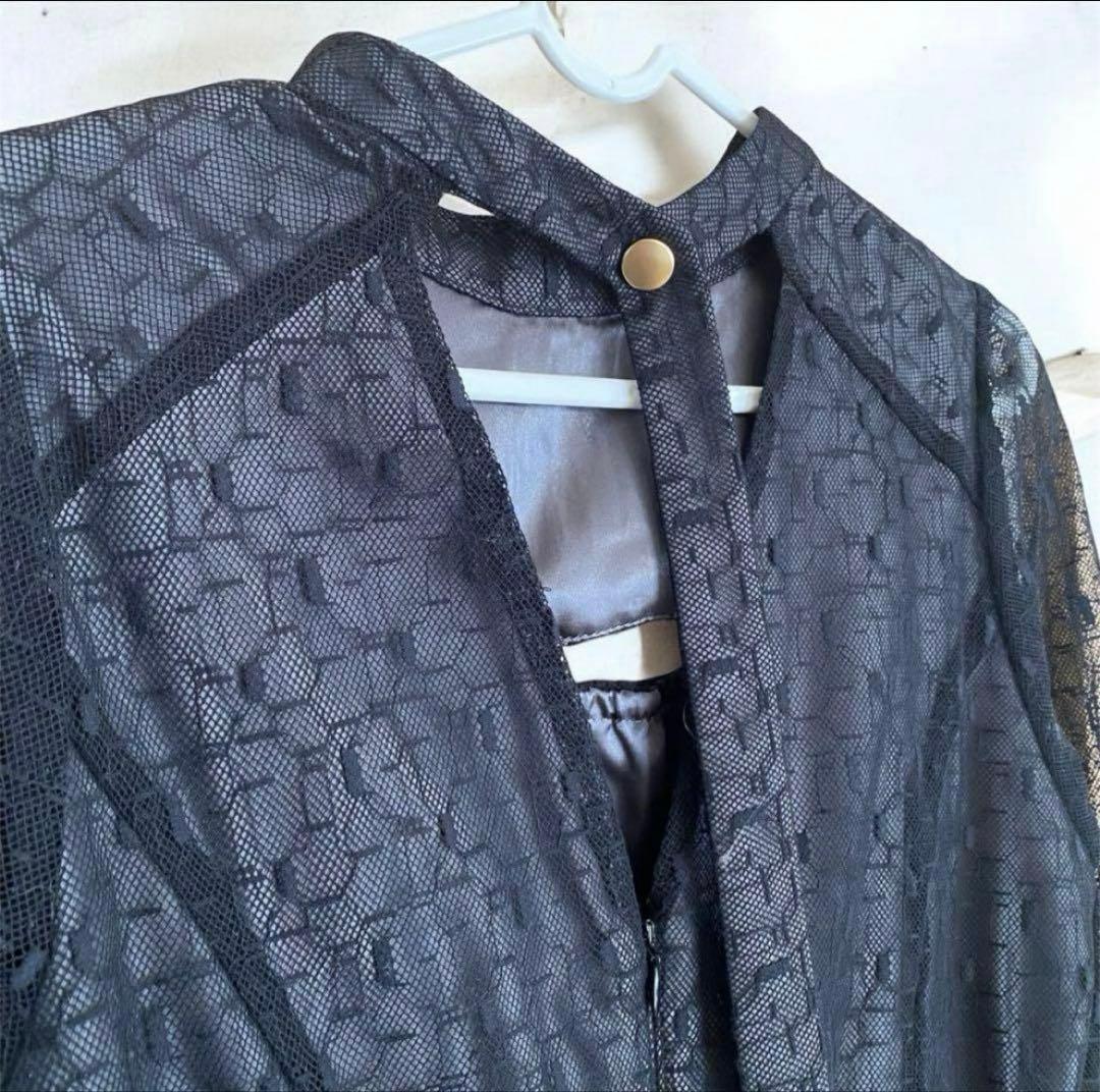 ANDRESD バックオープンジオメトリックドレス