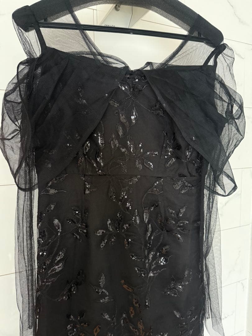 Leja チュールロングスリーブリーフIラインドレスワンピース