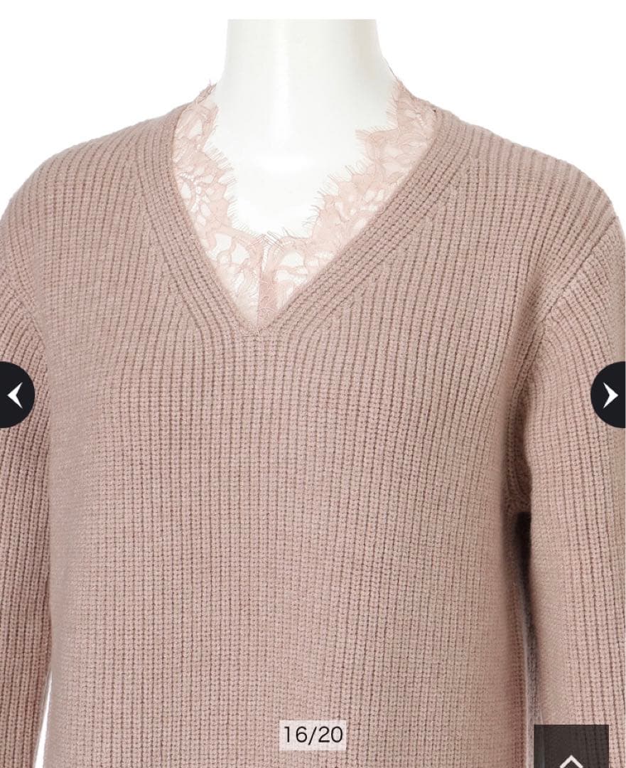 美品♡アプワイザーリッシェ レーストリムミニワンピースM♡モカピンク