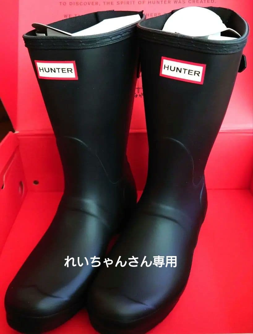 HUNTER レインブーツショート ブラック 39 24.5〜25cm