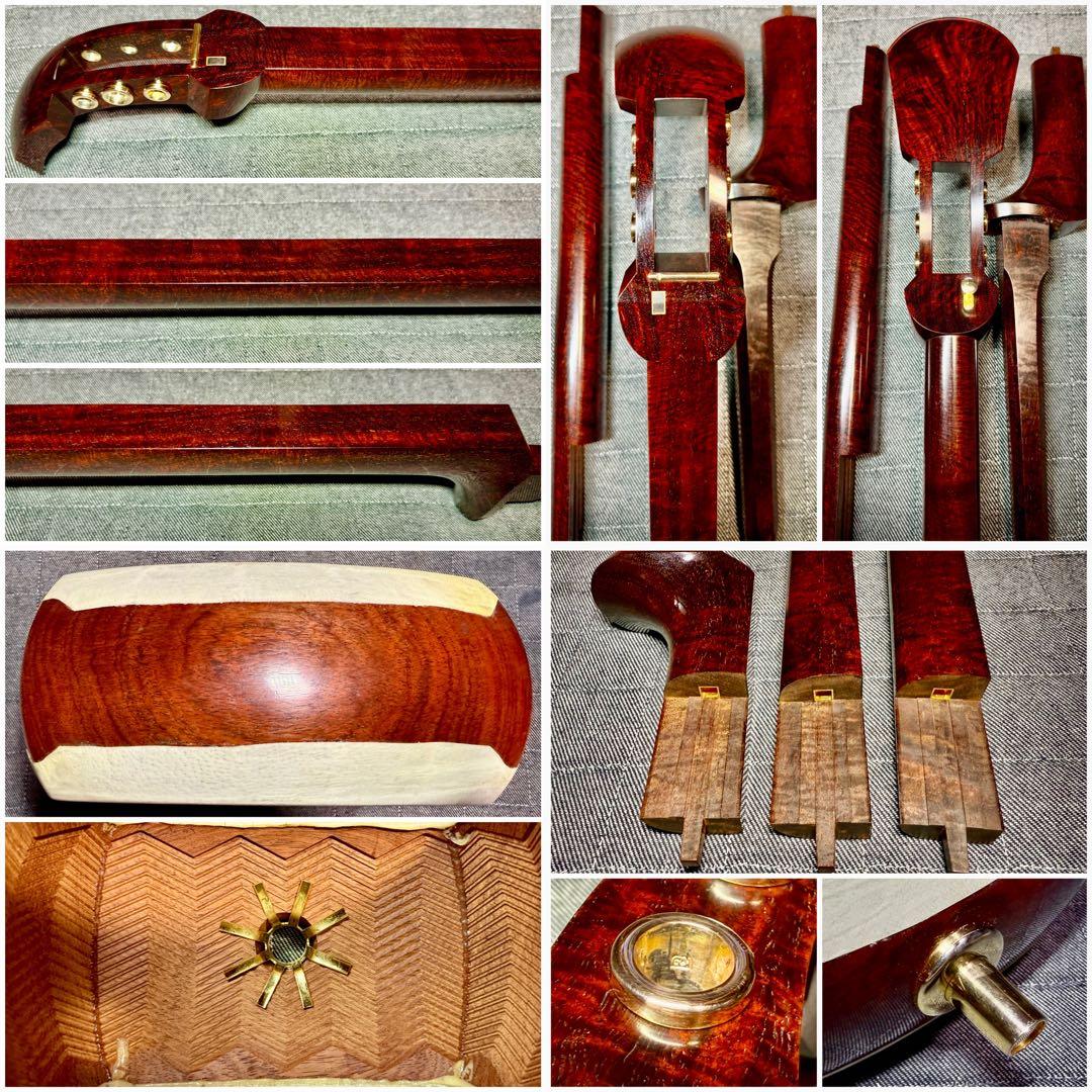 【虎・瘤杢】最高峰 津軽三味線 金細 子持綾杉 極上美品 超希少複雑混合杢 太棹