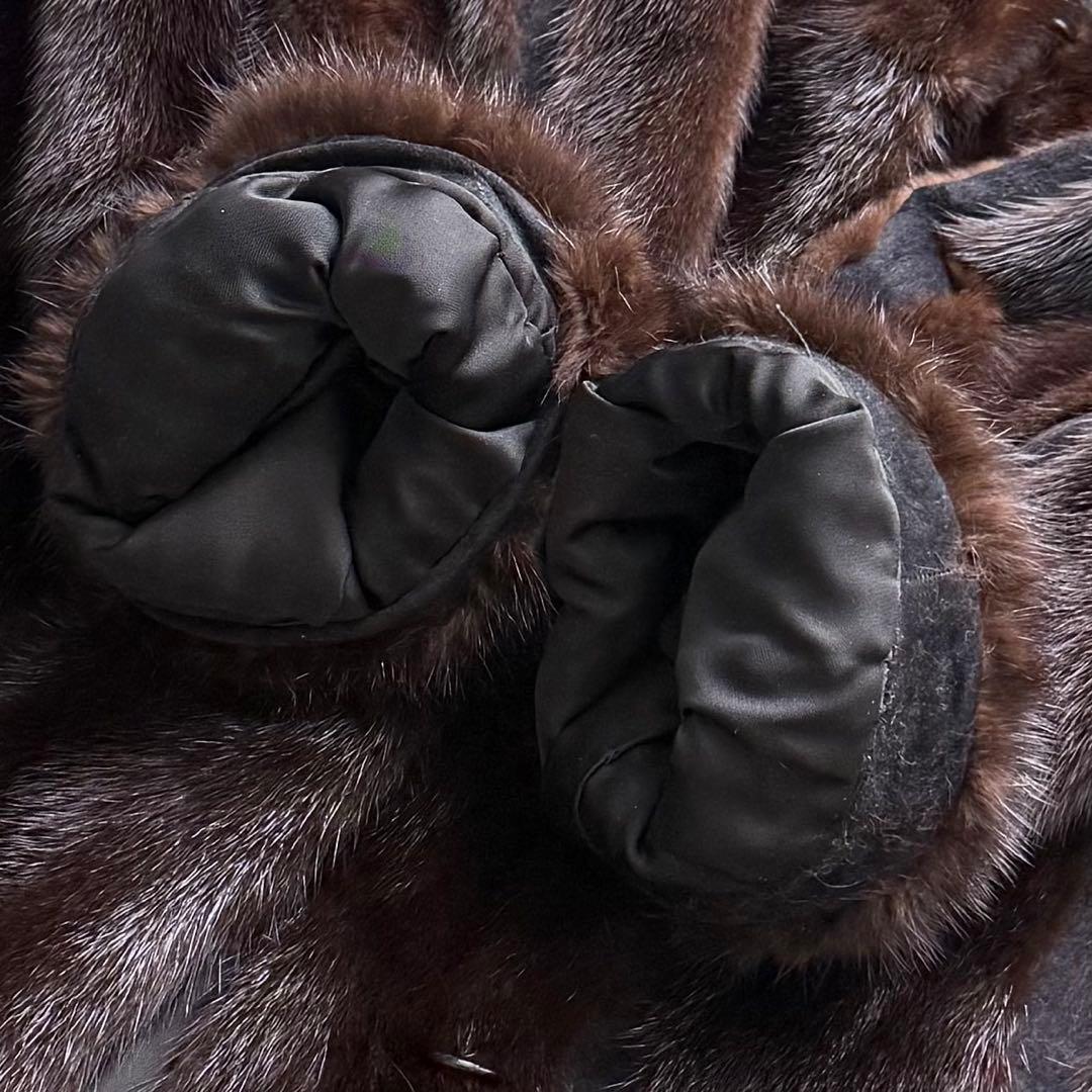 着丈111 ミンク MINK ロングコート レザー Aライン 毛艶 ブラウン