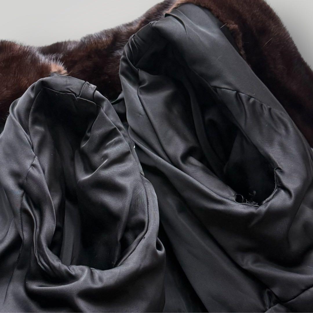 着丈111 ミンク MINK ロングコート レザー Aライン 毛艶 ブラウン