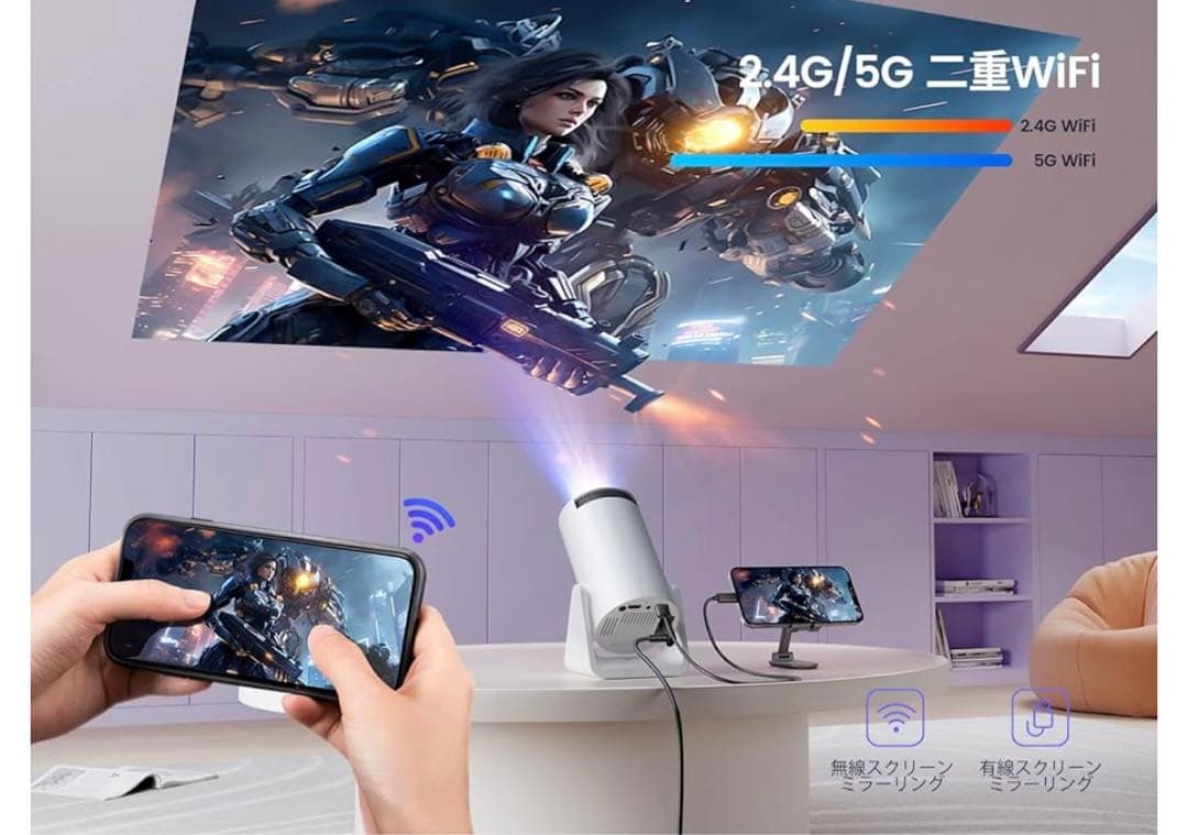 未使用！プロジェクター 小型18000LM 家庭用天井投影 S27Pro