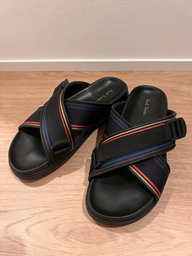 Paul Smith クロスストラップサンダル ブラック/マルチカラー